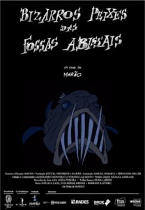 Pôster do filme "Bizarros Peixes das Fossas Abissais", de Marão.